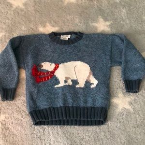 Hand knit winter sweater with polar bear size 5